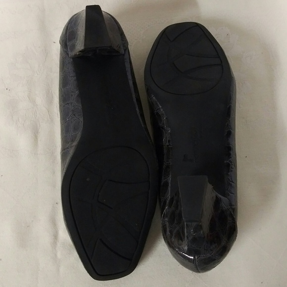 Naturalizer Gray Black Snakeskin Faux Leather Square Toe Slip On Pump Shoe - Picture 6 of 8